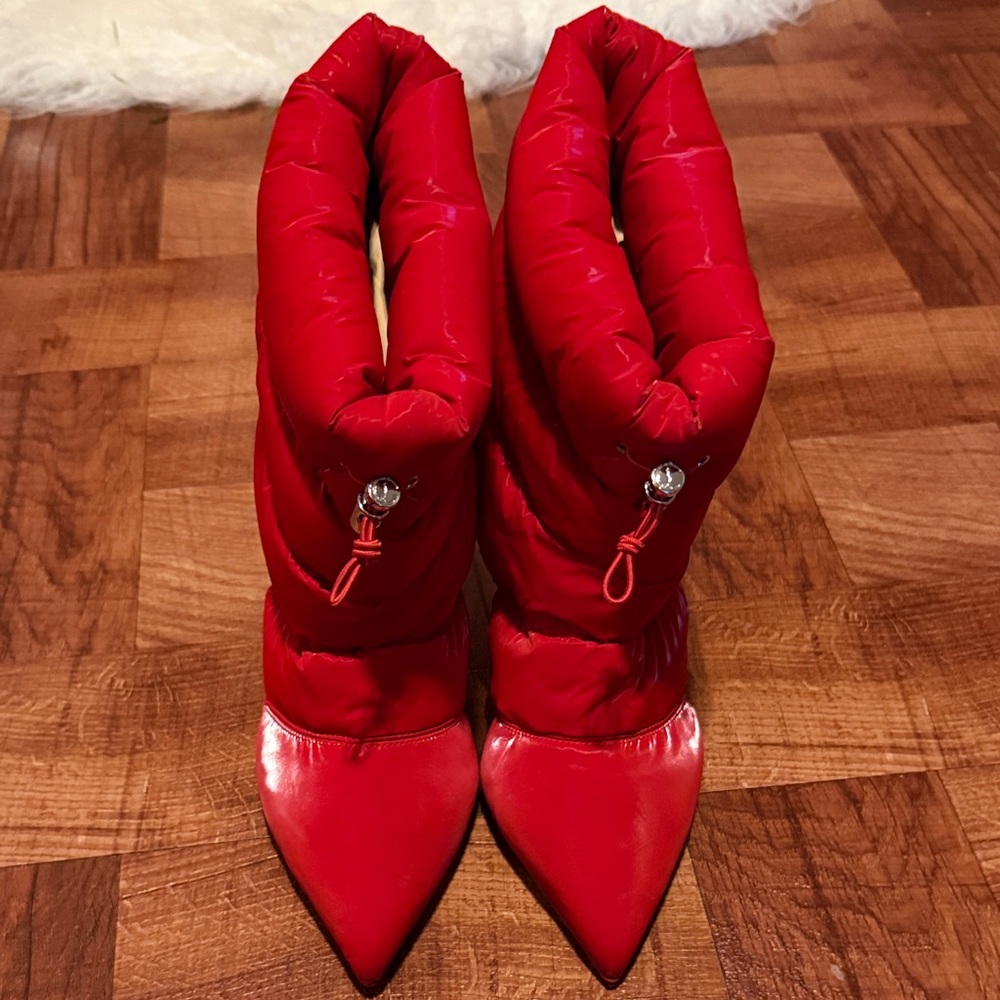 Used once- Christian Louboutin Red Women's Winter Puffer Boots